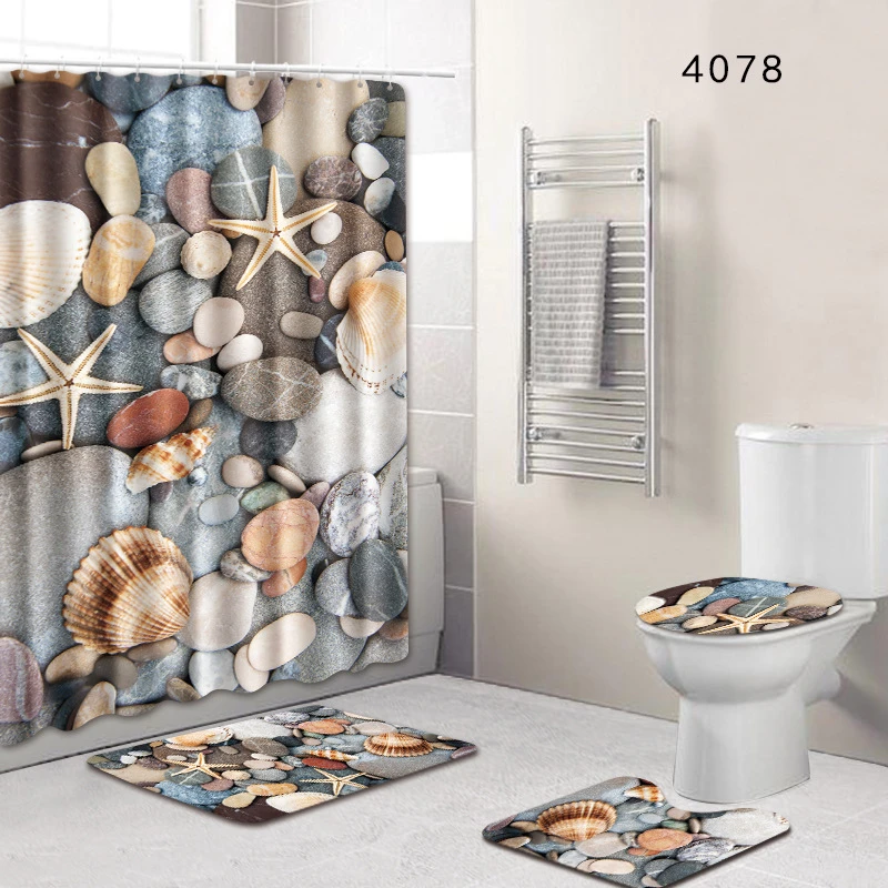 Beach View Shower Curtain 3d Bathroom Rugs And Mat Set Dolphin Bath Mat Bathroom Rugs For Home Decor Carpet With Curtain Hooks Bath Mats Aliexpress