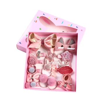 

18 Pcs/Box Children Cute Hair Accessories Set Baby headband Fabric Bow Flower Hairpins Barrettes Hair clips Girls Headdress Gift