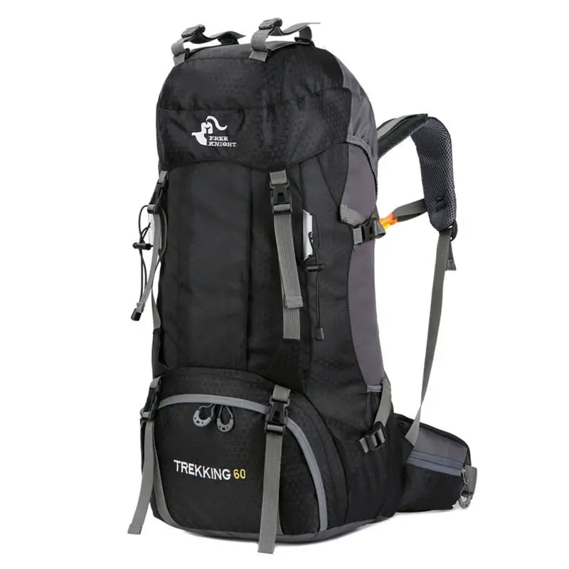 60л Открытый спортивный рюкзак Кемпинг Альпинизм рюкзаки для мужчин женщин Охота Туризм Путешествия Рюкзак с дождевиком XA170WA - Цвет: Black
