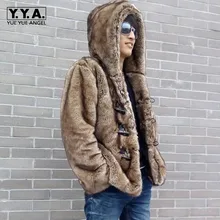 Топ бренд Vogue Мужская модная куртка из искусственного меха кролика толстая, с хлопковой подкладкой с капюшоном вещевой/тумблер зимняя парка для мужчин мужские пальто