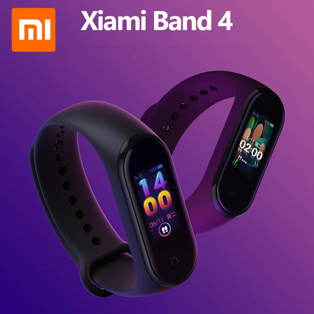 Оригинальный Xiaomi MiBand 4 смарт Браслет фитнес браслет музыка AI Bluetooth 5 0 цветной