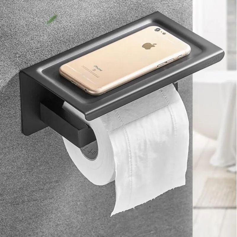 SUS 304 Stainless Steel Toilet Paper Holder with Phone Shelf Bathroom  Tissue Holder Toilet Paper Roll Holder