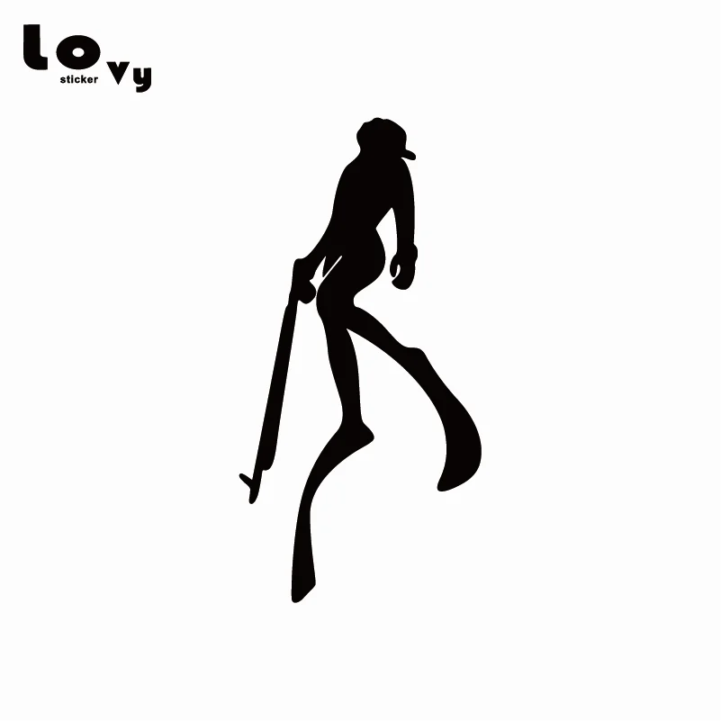 Spear Fishing Diver Vinyl Car Sticker Funny Cartoon Decal for Truck Window Body Decoration CA0643 | Автомобили и мотоциклы