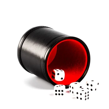 

Felt Interior PU Leather Stitching Dice Cup + 5 Dot Dice Adult Playing Games Toy