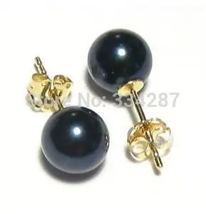 

7-7.5MM Akoya Black Pearl 14K Yellow Gold Earring Studs