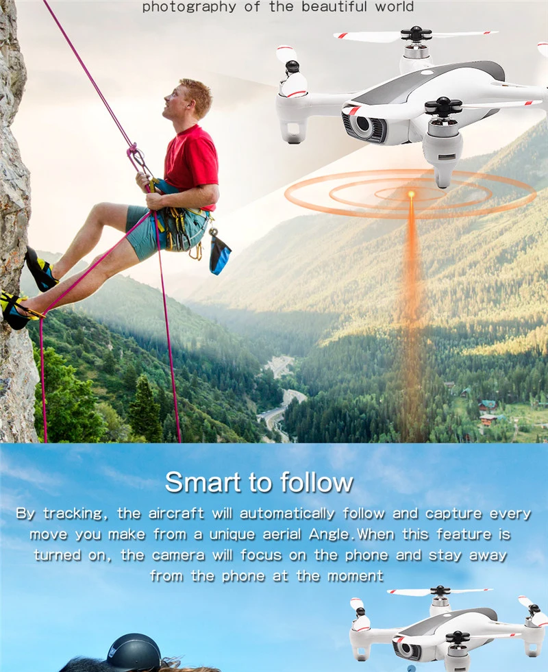 Бесщеточный двигатель Wi Fi FPV системы RC Дрон GPS 5 г с 1080 P HD камера следующие жесты RC Quadcopter RTF добавить 3 батарея best подарок