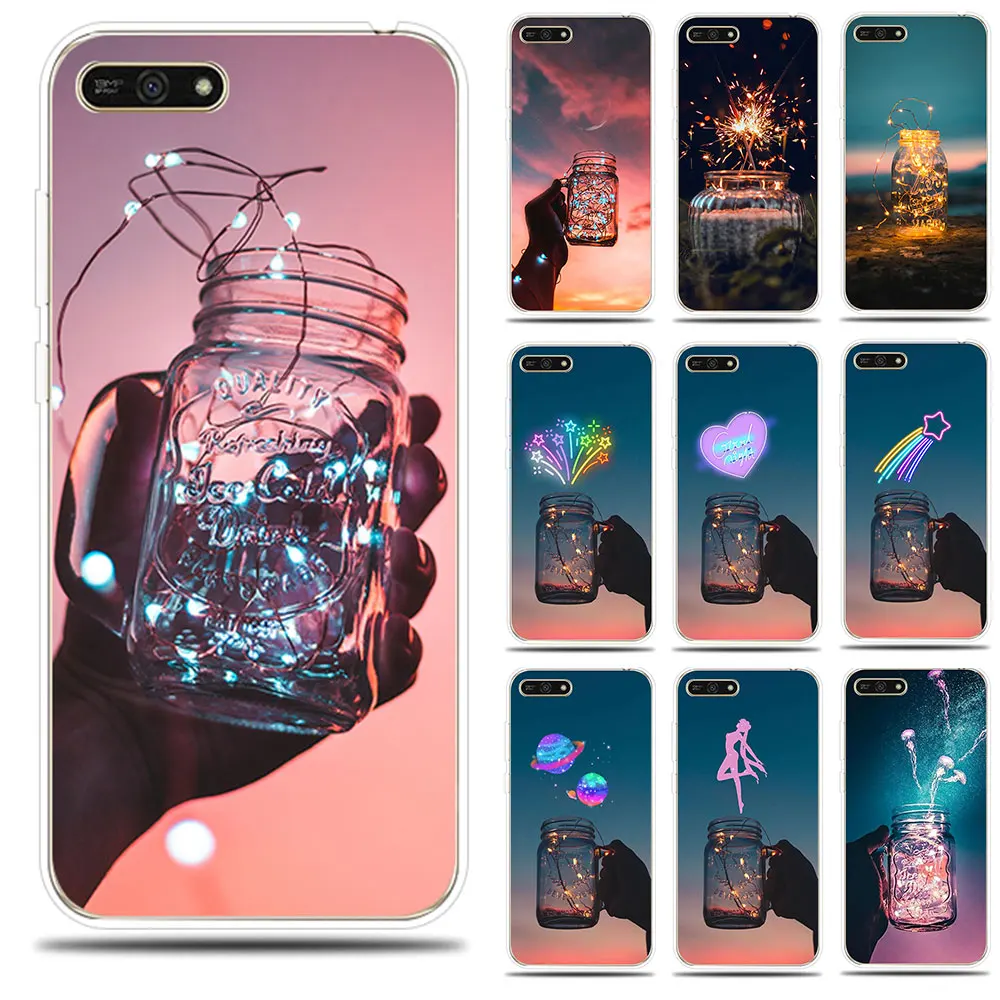 Glowing Bottles Patterned Silicone Phone Case For Huawei Honor 5A 6X 7X 7A Pro 7C 7S 8C 8X Soft Cover 8 9 10 Lite |
