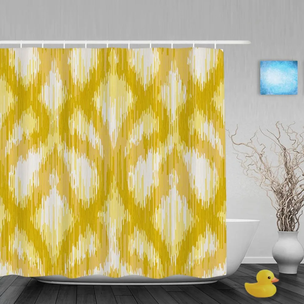 Abstract Distressed Art Decor Bathroom Shower Curtain Trellis Seamless