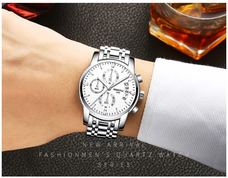 NIBOSI Mens Watches Top Brand Luxury Premium Luxury Fashion Luminous Waterproof Watch High-end Calfskin Pure Steel Strap Blue    (18)