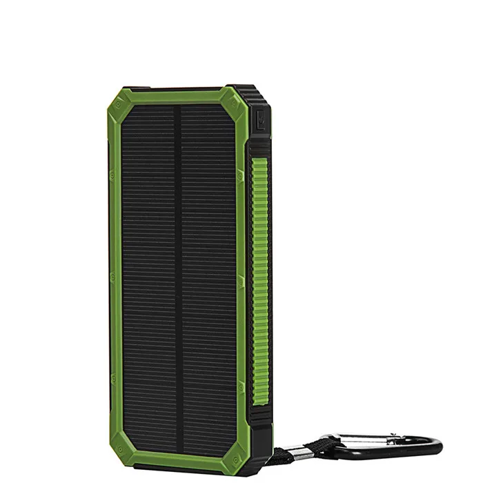 Солнечное зарядное устройство для iPhone 7 8 plus samsung 10000 мАч водонепроницаемый повербанк светодиодный светильник Внешнее зарядное устройство Внешний аккумулятор - Цвет: Зеленый