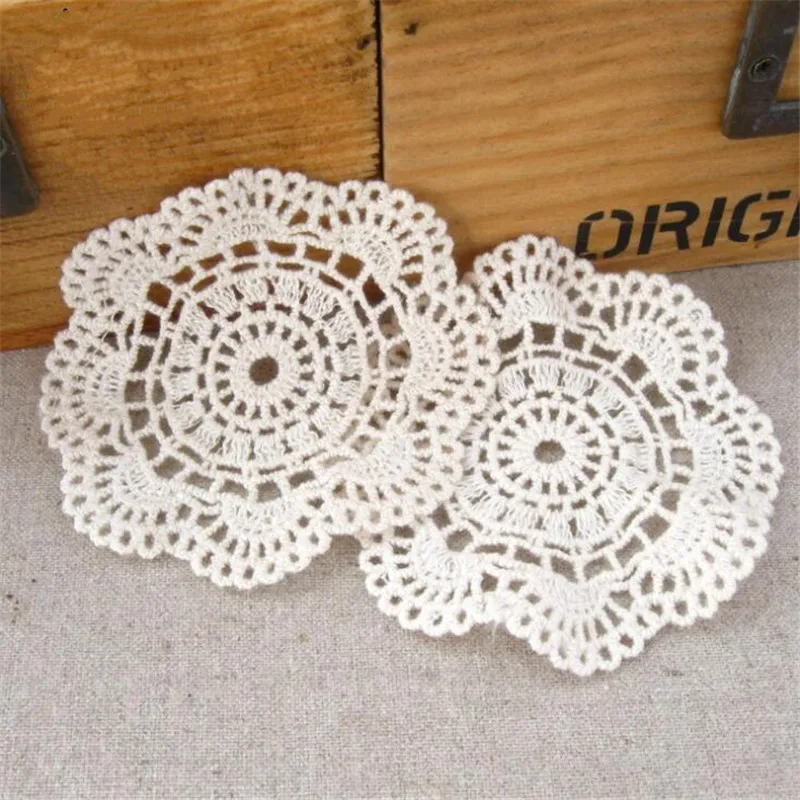 8cm flower cotton embroidered lace Patches mesh patch handmade hair