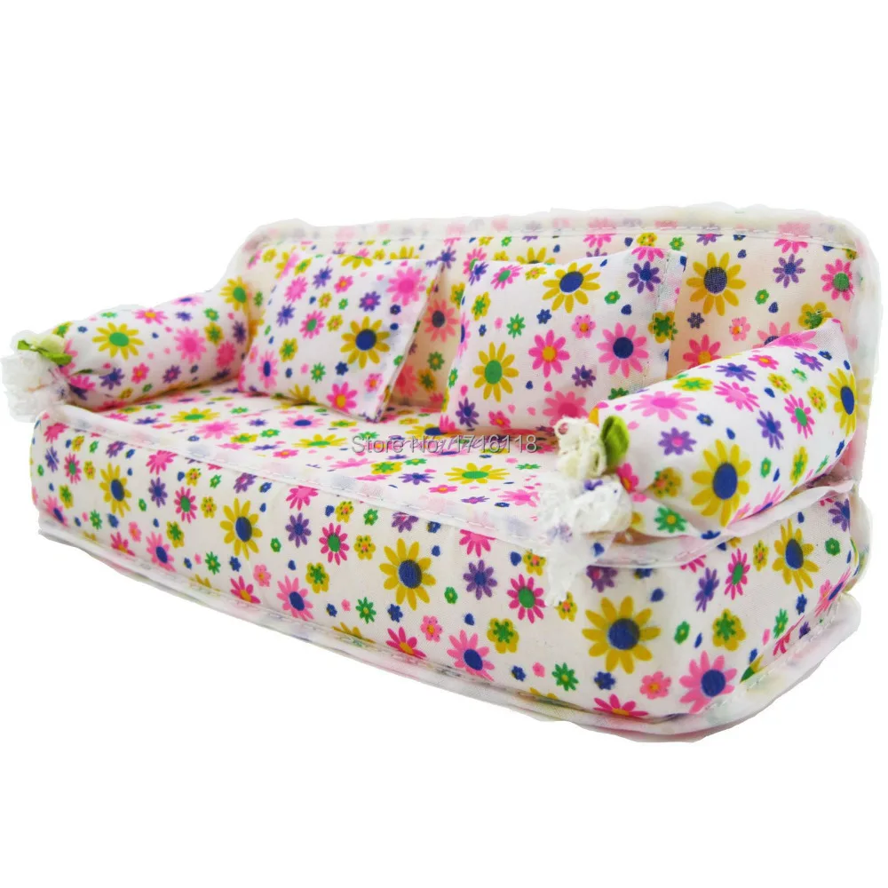 Kids Doll Sized Möbel Blume drucken Sofa Couch mit 2 Kissen Geschenk SAA Kids Doll Sized Möbel Blume drucken Sofa Couch mit 2 Kissen Geschenk SAA