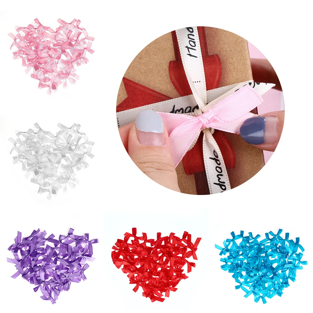 

NEW 100pcs/set Satin Ribbon Bow Appliques Handmade Sewing Craft DIY Kids Girls Headwear Hair Wedding Decoration Accessories