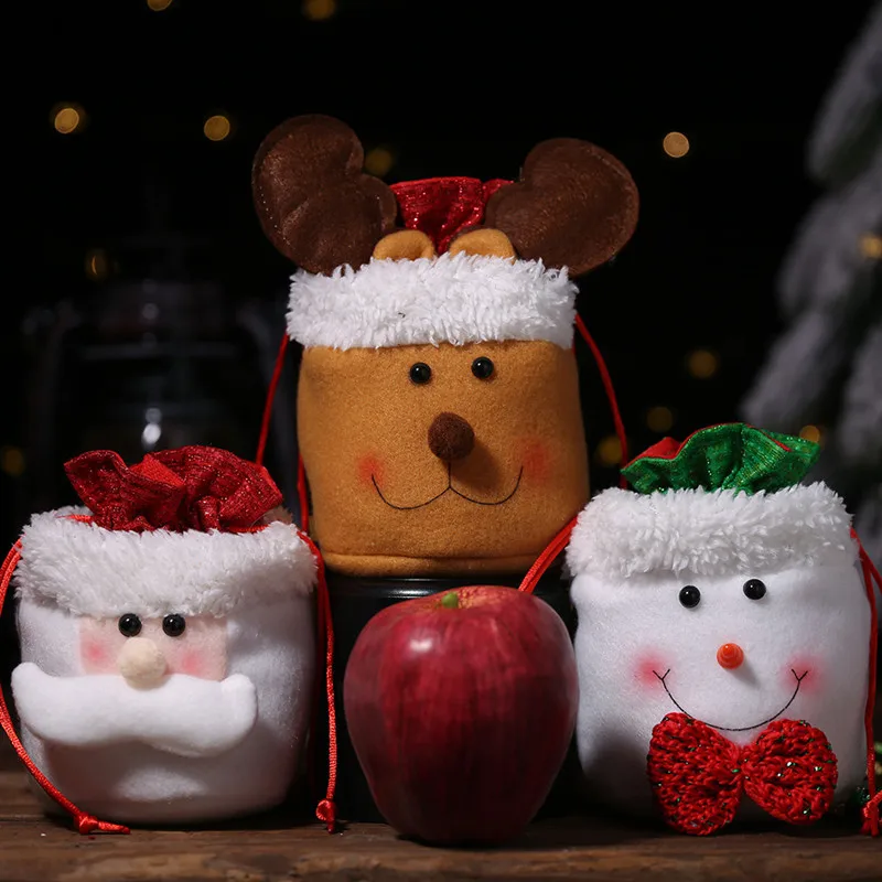 Санта-яблоко, подарочные сумки, рождественские украшения для дома, ручки для сумок, украшения на год, рождественские подарки для детей