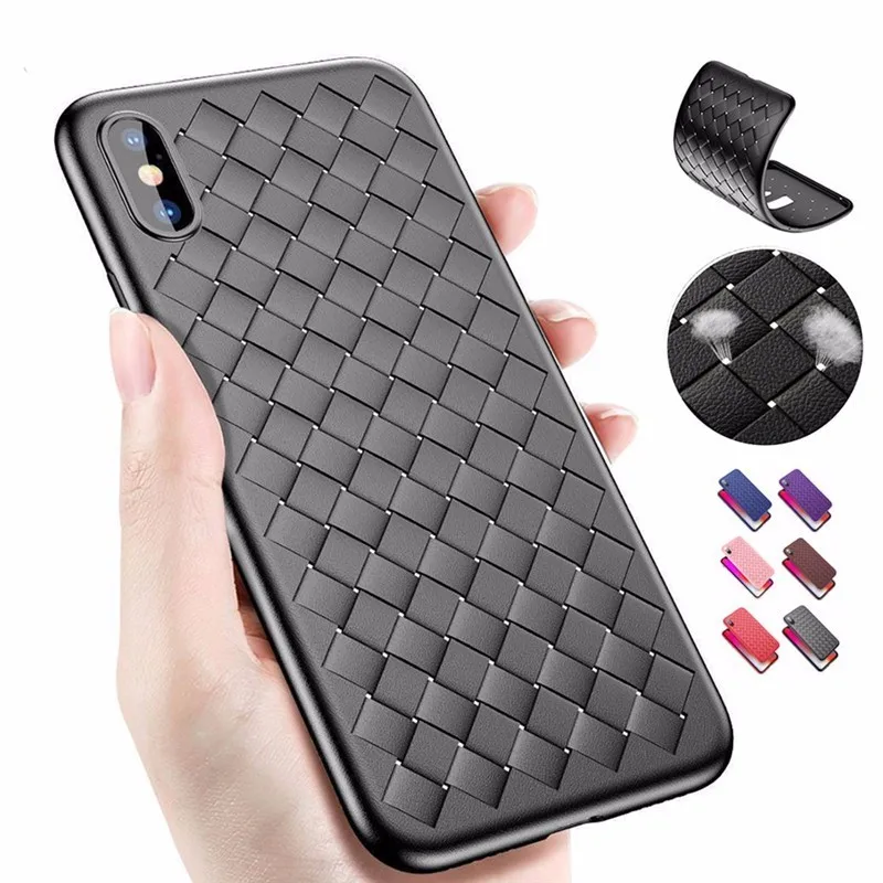 Кожаный чехол LISHE для телефона тканый сетчатый PU iphone 8 7 6 S Plus чехлы из мягкой кожи