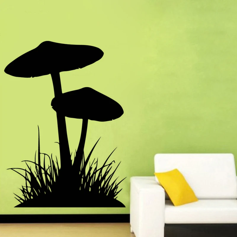 Creative Grass Mushrooms Wall Stickers Plant Silhouette Home Decor