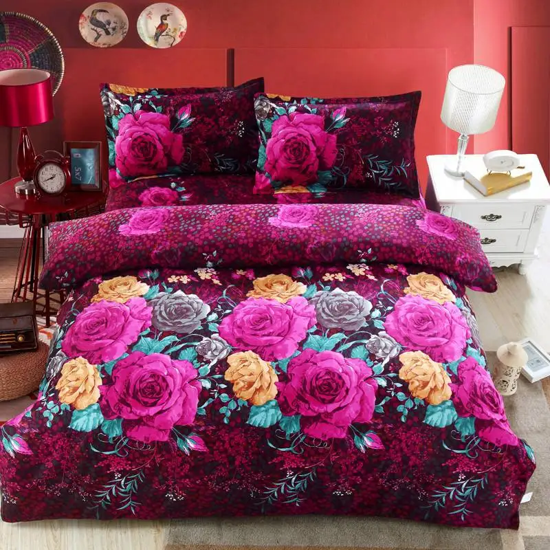 

Home textile,Reactive Print 3D bedding sets luxury Full/Queen/King Size Bed Quilt/Doona/Duvet Cover Pillowcases Set New