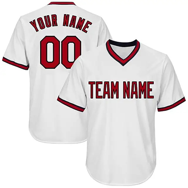 Custom V Neck Replica Stripe Baseball Jersey with Embroidered Any Team