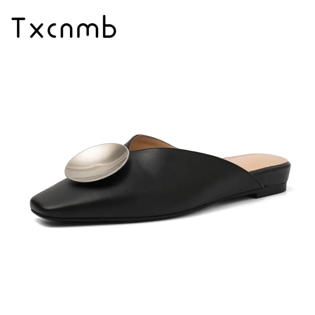 

TXCNMB 2019 new arrival genuine leather shoes women sandals summer shoes fashion low heels dress party wedding shoes woman