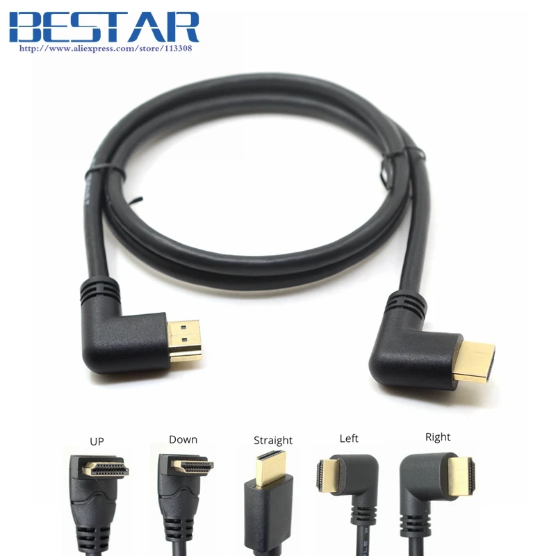 

Left or Right Angled HDMI 2.0 Male to HDMI Right Left Elbow Male extension Cable 15cm 50cm 1m, HDMI 2.0V angle cable 4K*2K @60HZ