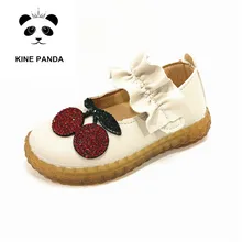 KINE PANDA/Обувь для маленьких девочек; кожаная обувь принцессы для девочек; детская обувь; стразы; вишня; нескользящая Мягкая обувь; 0-24M