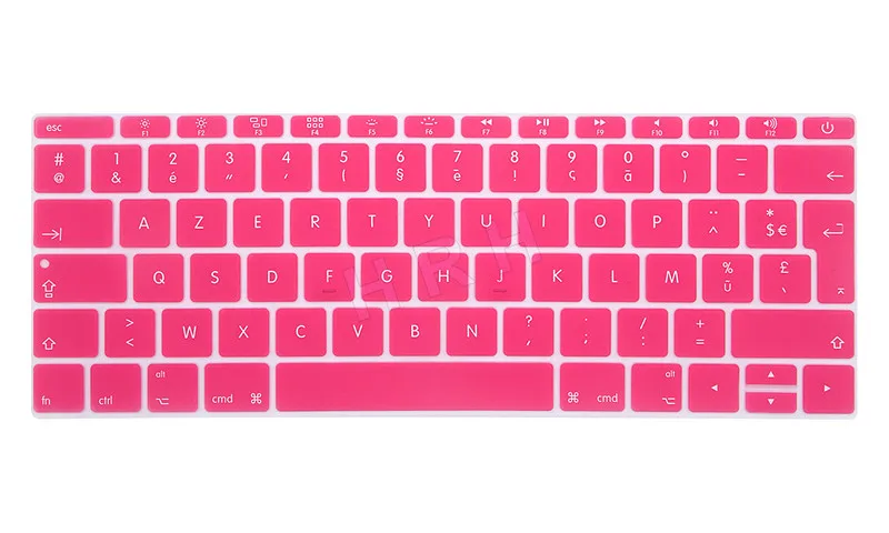 HRH AZERTY французский Великобритании силиконовый чехол кожи для MacBook New Pro 1" A1708(версия, без Touch Bar) 12" A1534 retina - Цвет: Pink