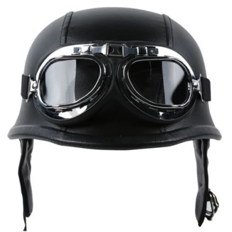 Fashion WWII Style German Motorcycle Half font b Helmet b font with Goggles Chopper Biker Pilot