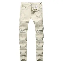 Gersri джинсы мужские 100% хлопок высокое качество брендовые байкерские джинсы обтягивающие эластичные повседневные джинсы для мальчиков