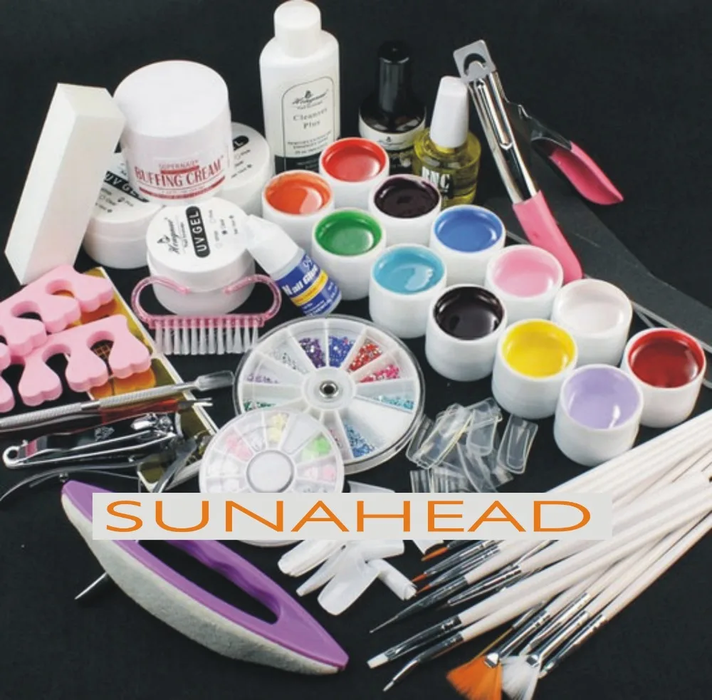 Jumbo Nail Art color UV gel set glitter Decoration brush false tips top