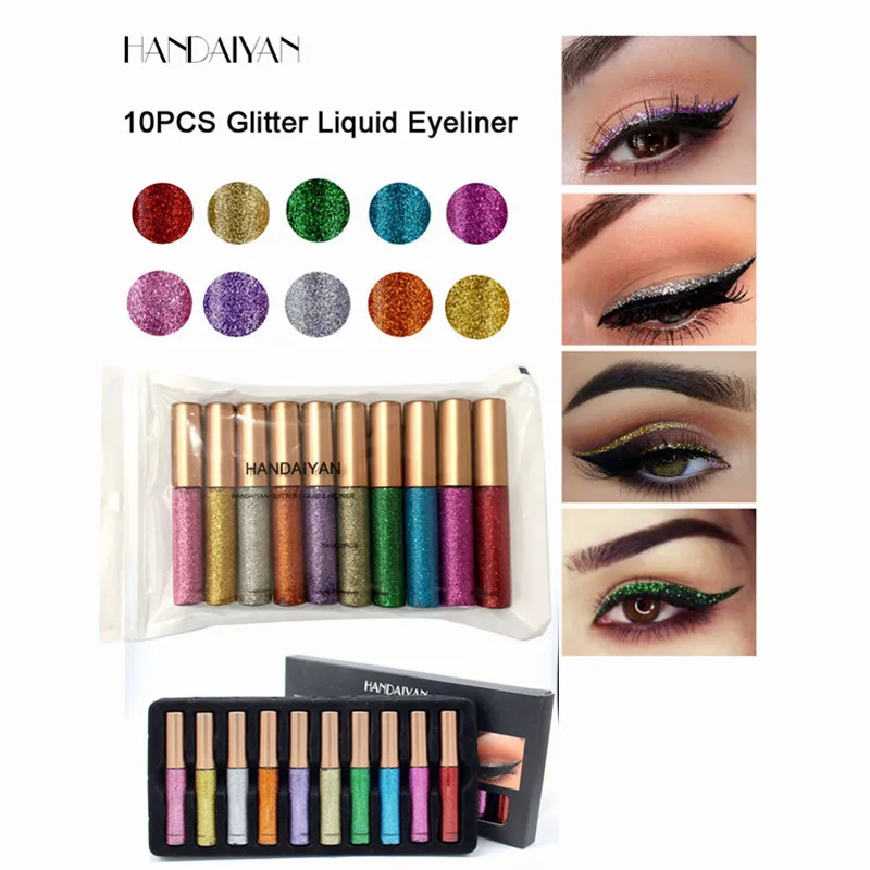 

Handaiyan 10PCS Waterproof Liquid Eyeliner Set Long Lasting White Shimmer Color Eye Liner Women Make Up delineador de ojos