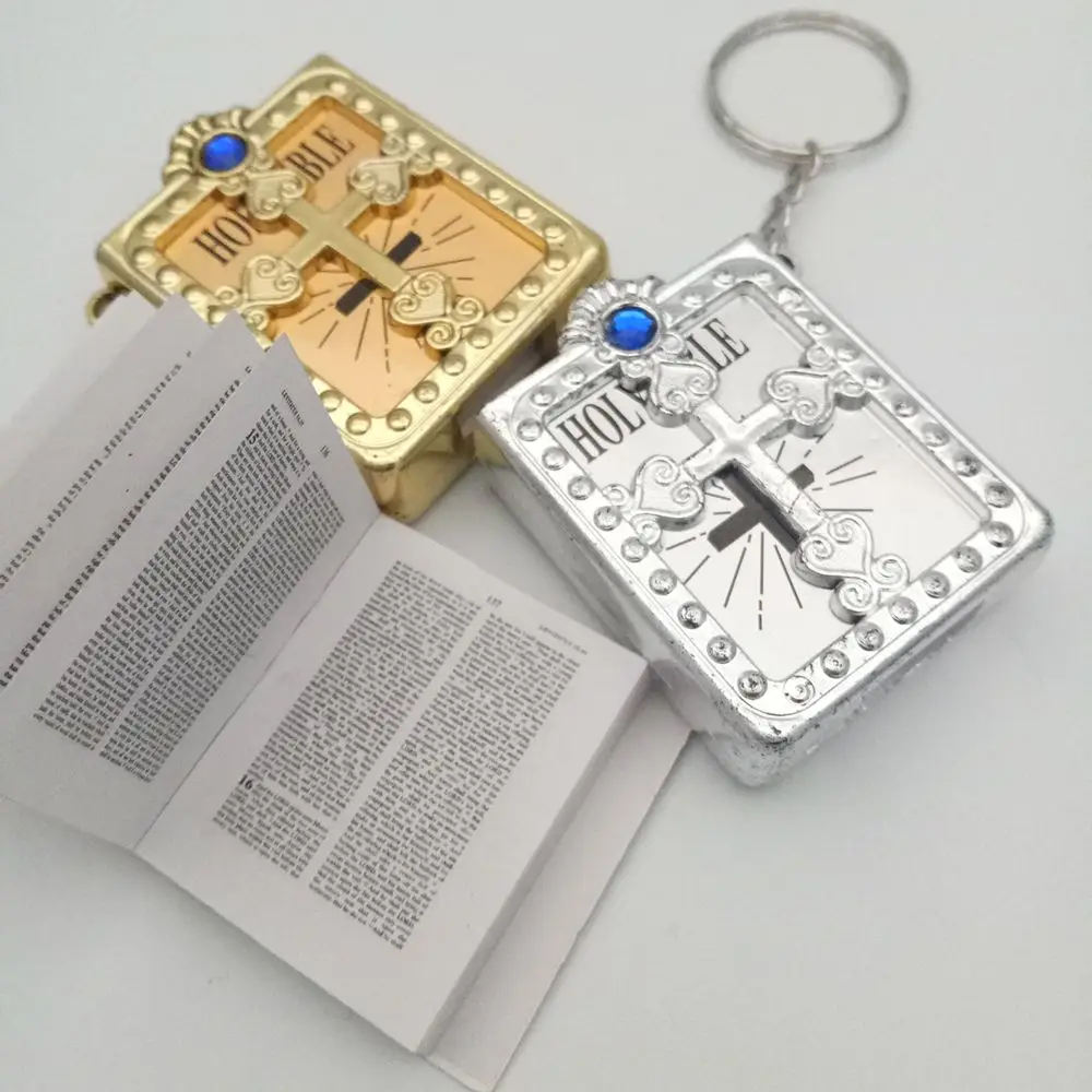 Fashion Mini Holy Bible Keychain Miniature Paper Religious Christian