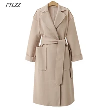 FTLZZ Осень Зима Женский костюм Блейзер повседневное Формальное шерстяное пальто элегантный офисный Женский блейзер Mujer длинная верхняя одежда