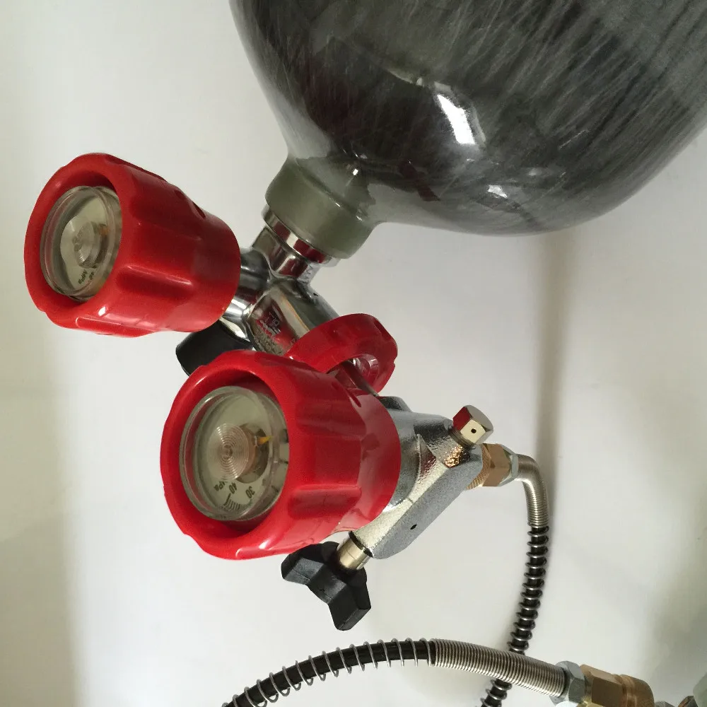 whole set 9L 4500psi Compressed Air Carbon Fiber SCBA Tank Cylinder for air gun hunting+red