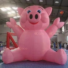 Воздуха до двери! надувной мультфильм о розовой свинье модель, 4 м 13 футов высокий Привлекательный розовый надувной шар для рекламы животных