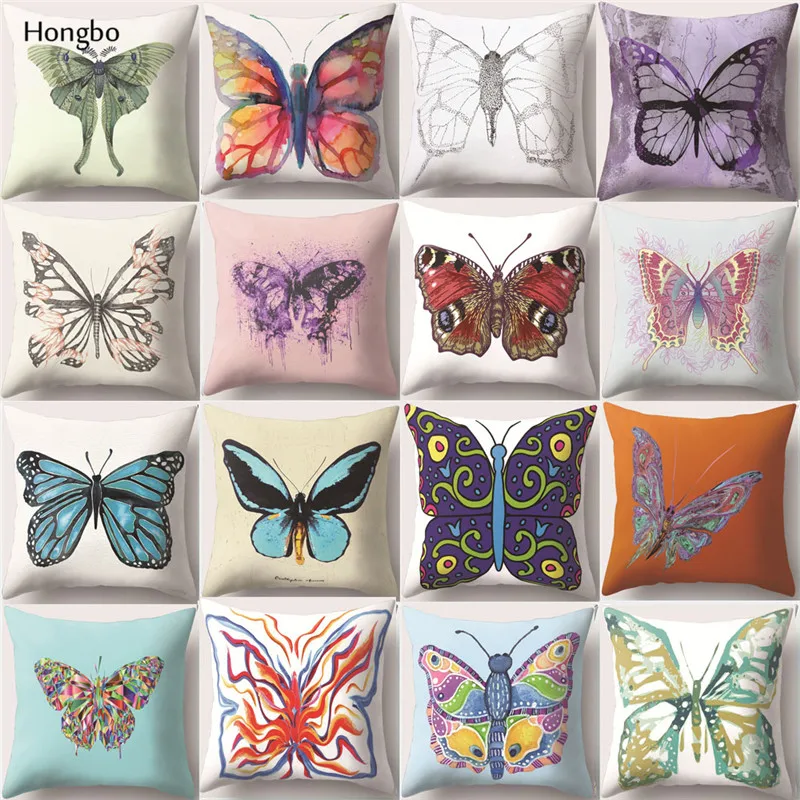 

Hongbo Pillow Cases New Butterfly Painting Throw Waist Pillow Case Home Cushion Case Pillow Cover Decorative Cojines