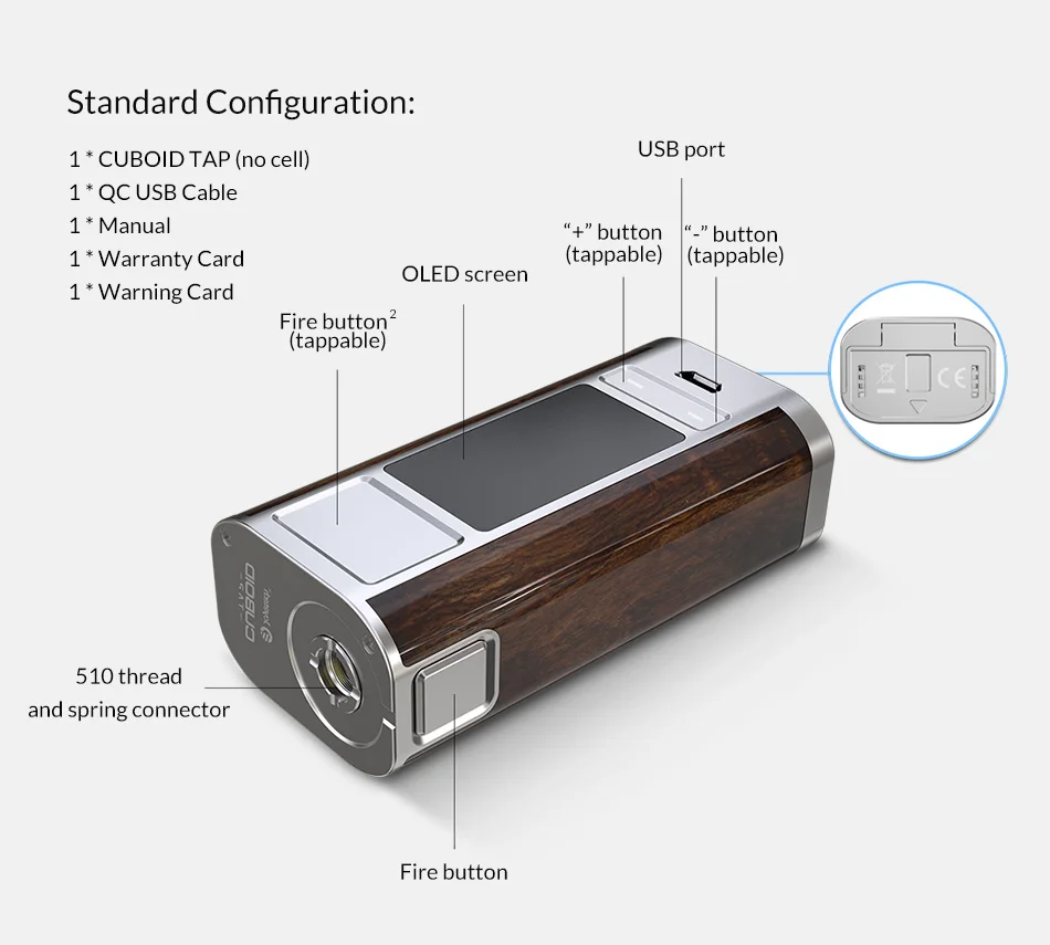 Оригинальная электронная сигарета Joyetech cuboid Tap TC Mod Box Mod 228 Вт с OLED питанием от аккумулятора 18650 в комплект не входит технология TAPTEC e-Cig