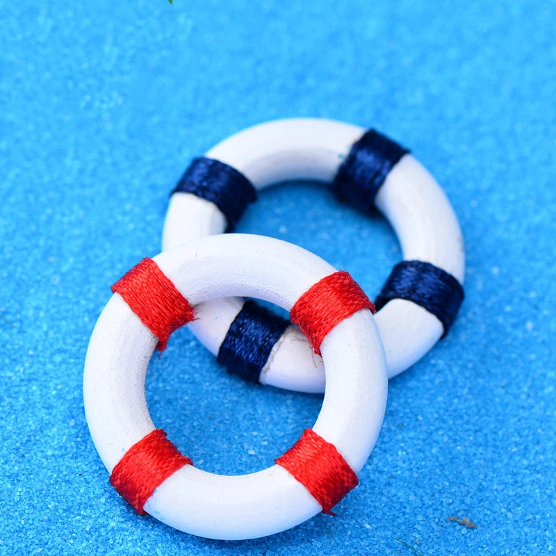 

4 Pieces Life Buoy Ring Swim Swimming Pool Seaside Australia Malaysia Small Statue Figurine Crafts Ornament Miniatures