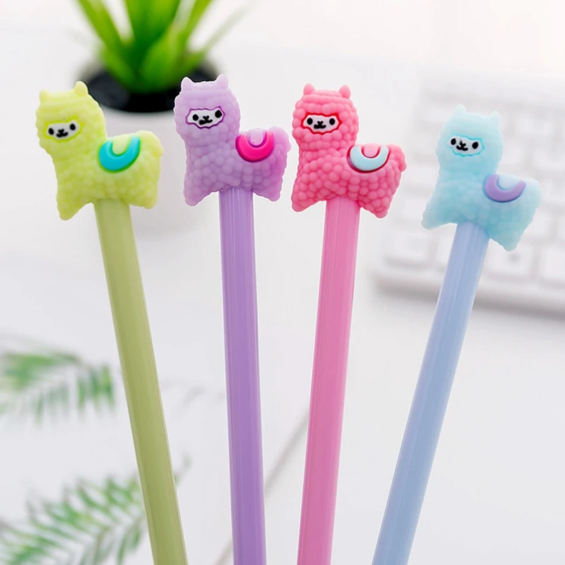 

4Pcs/lot Lovely Alpaca Gel Pen 0.38mm Black Ink Pen Kawaii Pen School Office Supply