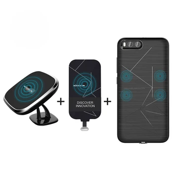 

For xiaomi mi6 case cover 5.15'' NILLKIN qi wireless charger pad + Magnetic wireless charger receiver case Portable Charger Pad