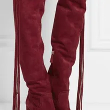 Высококачественные женские модные сапоги до колена с круглым носком и кисточками на толстом каблуке новейшая пикантная длинная бахрома сапоги на высоком каблуке