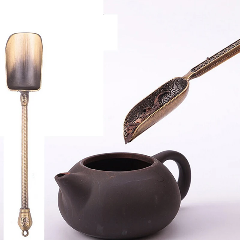 Чайные листья, держатель для китайского чая кунг-фу, инструменты, аксессуары, китайские чайные ложки, медная чайная ложка, ложка