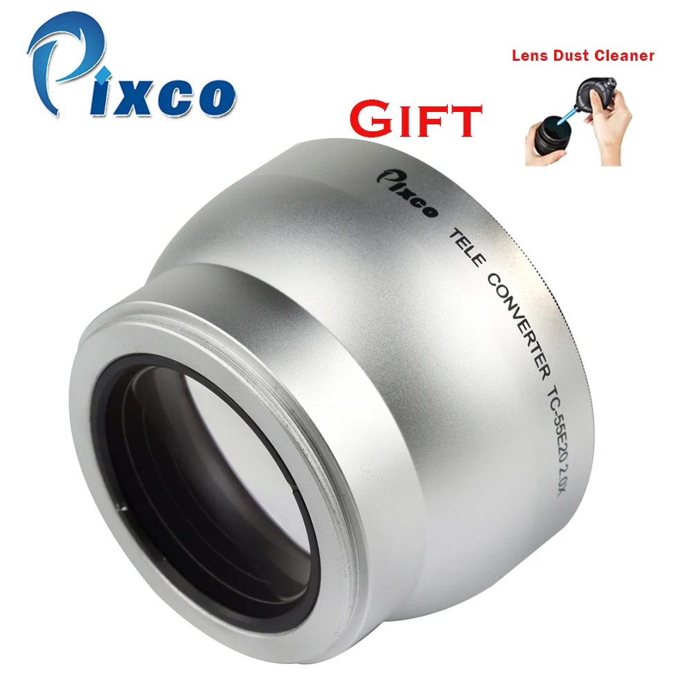 

Pixco 55mm 2.0X Magnification Telephoto Tele Converter Lens suit For Camera Silver +with Rubber Air Blower Pump Dust Cleaner