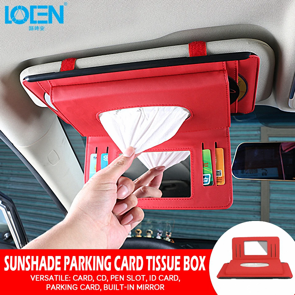 Microfiber Leather Car Sun Visor Strorage Bag CD/Tissue