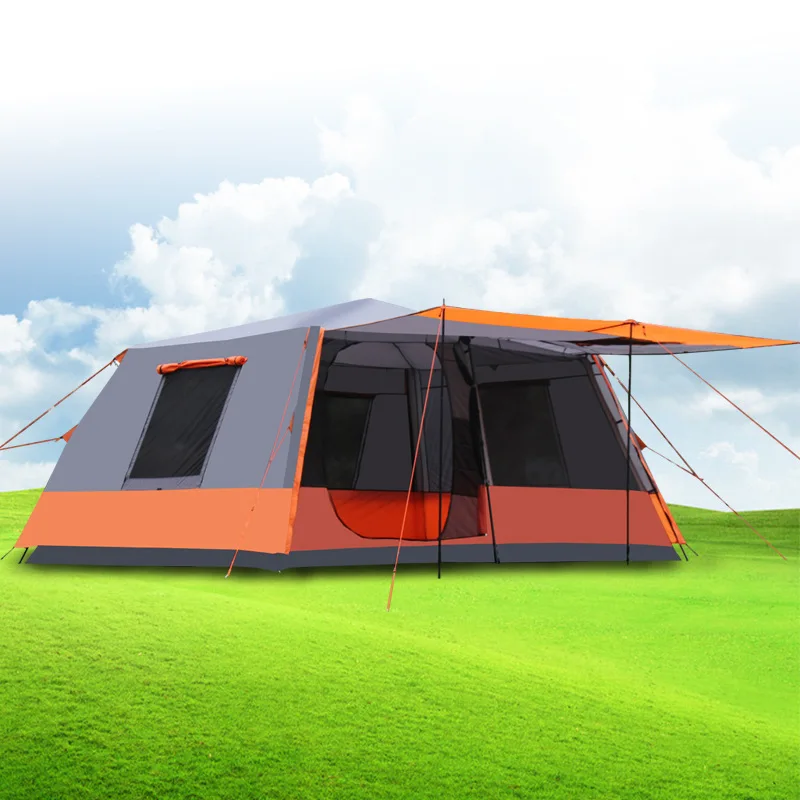 

Ultralarge One Hall Two Bedroom 6-12 Person Automatic Double Layer Waterproof Windproof Camping Tent Barraca Party Tent