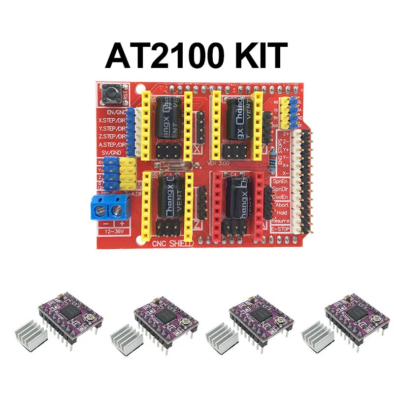 CNC щит V3 гравировальный станок 3d принтер+ 4 шт. A4988/DRV8825/AT2100 шаговый двигатель драйвер Плата расширения для Arduino UNO R3