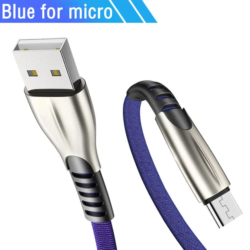 1/2/3 м Micro Usb зарядный кабель Microusb для зарядки телефона провода для huawei samsung Galaxy J7 J5 J3 A6 A7 2 м 2 м - Цвет: Blue