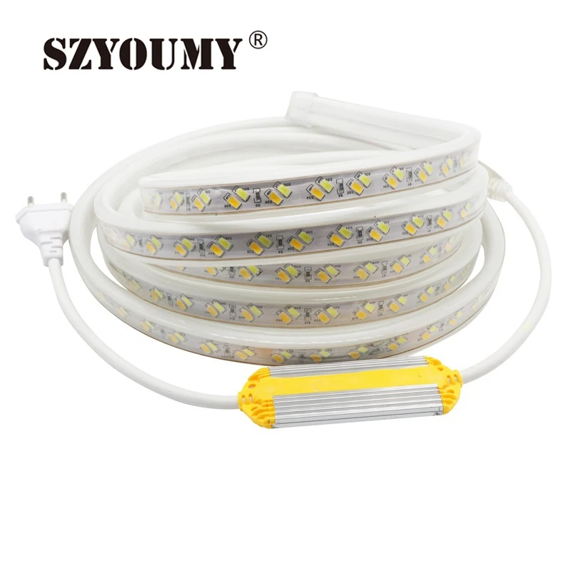 #Best SZYOUMY New Arrival 220V 120leds m Flexible LED Strip 5630 SMD Dimming Ribbon Light Led Tape Waterproof Garden 100m Lot