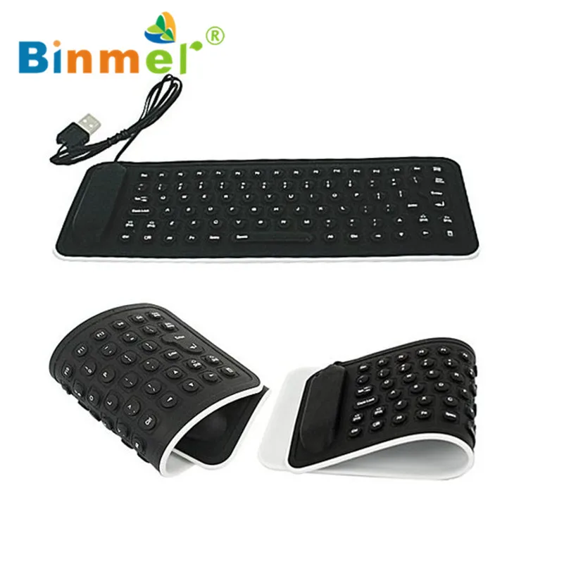 

Binmer 2017 Free shiping Portable USB Mini Flexible Silicone PC Keyboard Foldable for Laptop Notebook Black Sep 22