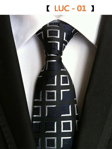 Модные галстуки 8 см классические мужские полосатые галстуки темно-синие красные свадебные галстуки шелковые жаккардовые тканые мужские галстуки в горошек - Цвет: A01