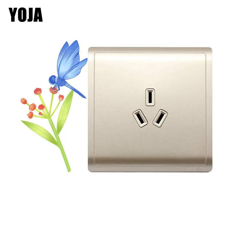 

YOJA Aesthetic Dragonfly And Flower Branche Switch Wall Sticker Room Interesting Decor Beautiful Colored Cool 8SS1224